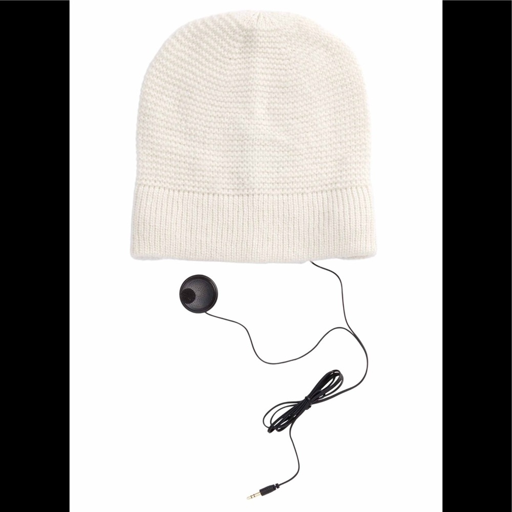 Rebecca Minkoff Solid Knit Headphone Beanie Cream